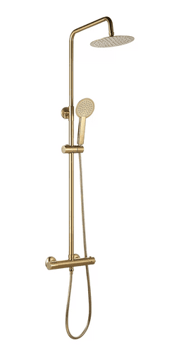 Bathcenter Niagara Round Thermostatic Shower Set - Brushed Brass / Gold