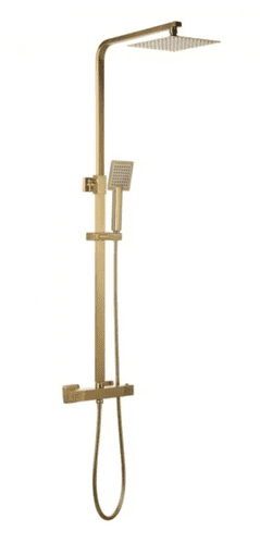 Niagara Square Thermostatic Dual Head Shower Set - Brushed Brass / Gold