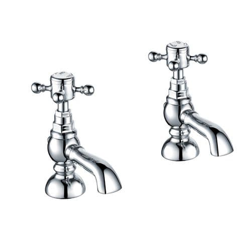 Clyde Chrome Basin Taps - Traditional Cross Head Style