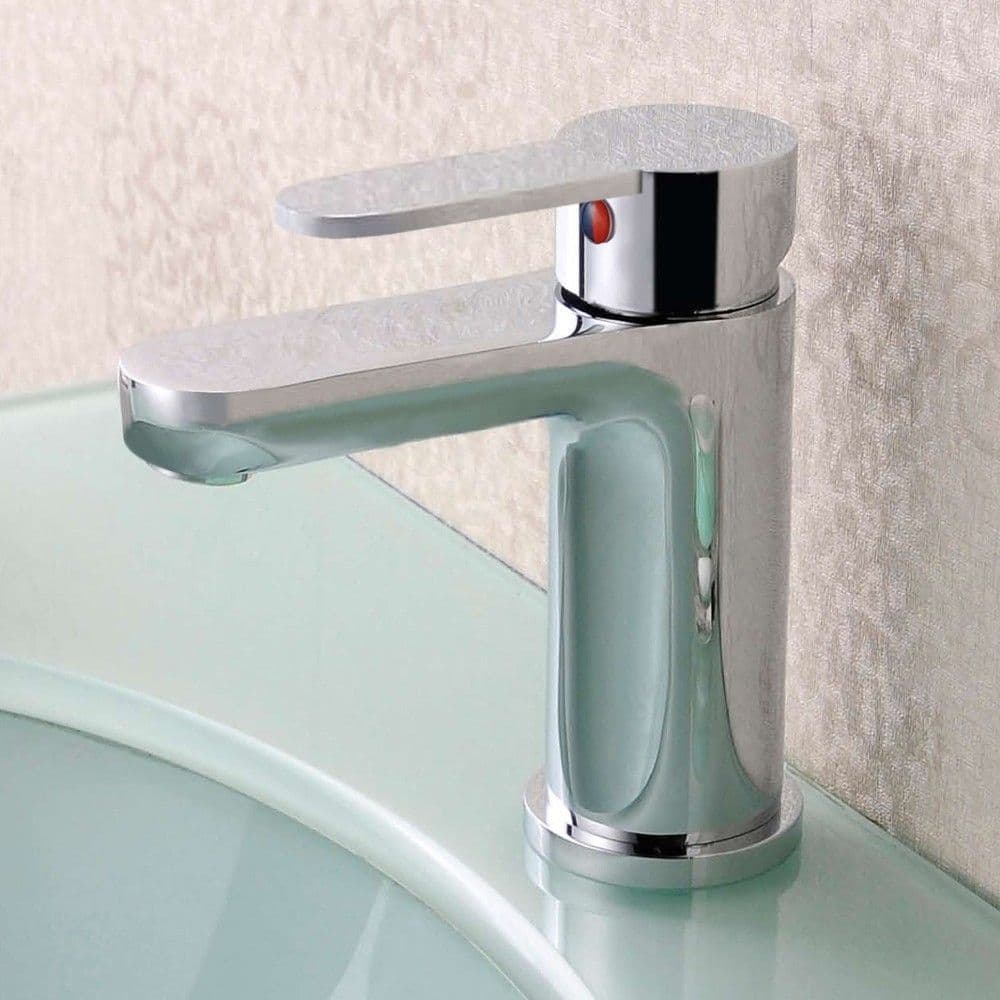 J-Dallas Modern Chrome Bathroom Sink Basin Mono Mixer Tap & Pop Up Basin Waste 