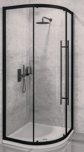 Vantage Matt Black Single Door Quadrant Shower Enclosure - Various Sizes